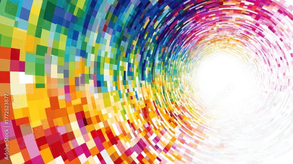 Obraz premium Abstract Colorful Tunnel of Light and Geometric Shapes.