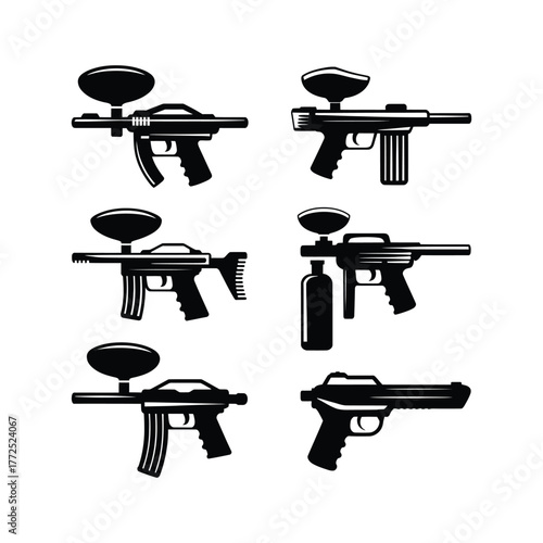 Paintball gun silhouettes for sport and recreation