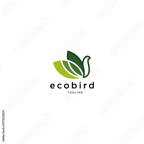 Modern bird leaf logo