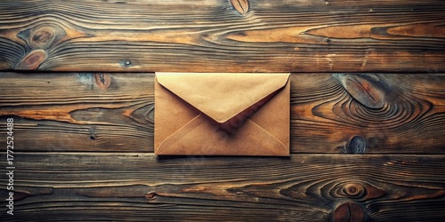 Empty Opened Envelope on Wooden Table - Architectural Photography