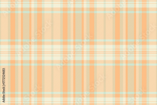 Menu pattern background fabric, british seamless texture textile. Direct tartan vector plaid check in orange and beige colors.