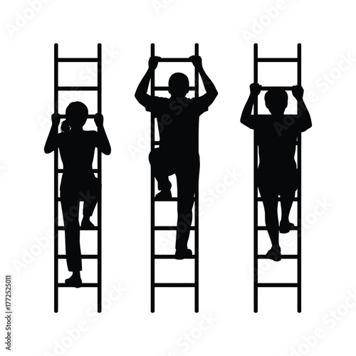 People climbing up the ladder vector illustration