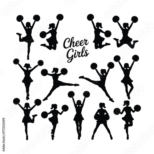 Cheer girls silhouette collection for your design