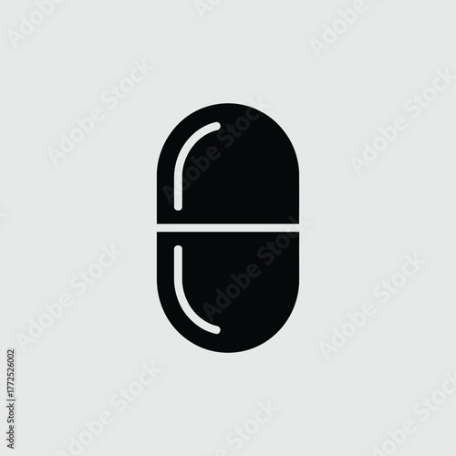 Minimalist flat vector icon of a pharmaceutical pill for medical and health applications vector