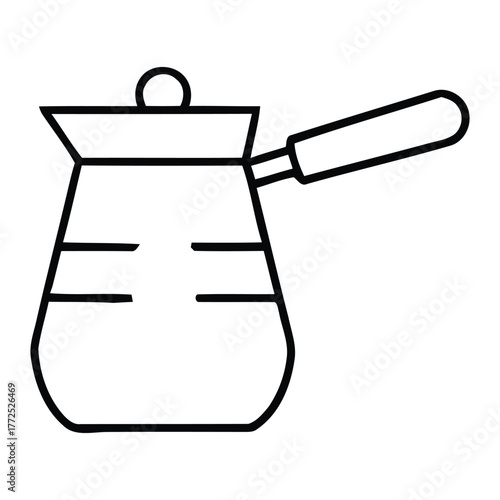 Traditional Turkish Coffee Pot Outline Vector Illustration