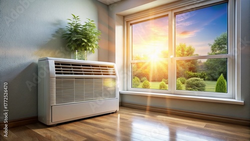 Energy-Efficient Window Air Conditioner Cooling Home Interior