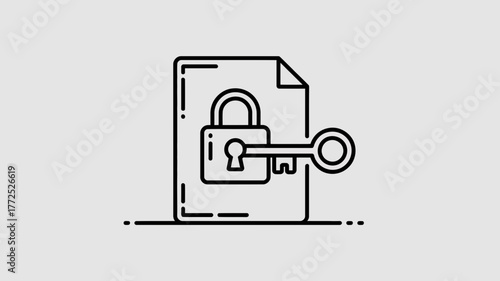 Conceptual illustration of a document secured with a padlock and key representing data privacy and protection