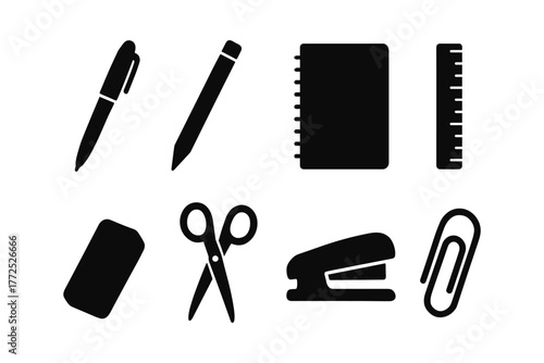 Silhouette office stationery set: essential tools for work and school