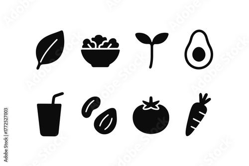 Minimalist vegetable and healthy food icons set for modern designs