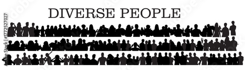 silhouette collection of diverse group of people vector illustration