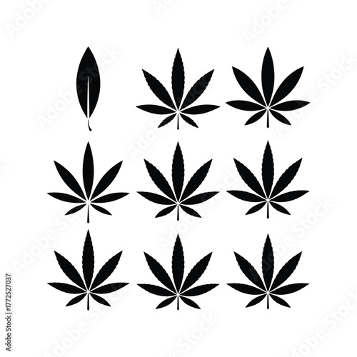 Marijuana and hemp leaves in a square pattern