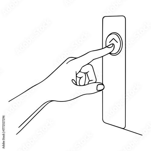 Simple Line Art of Hand Pressing an Elevator Up Button