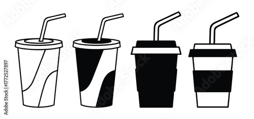 Refreshing Drink Beverage Cups Vector Illustration Collection Set