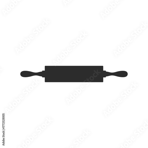 Wooden roller pin silhouette for baking and food preparation in the kitchen icon sign template