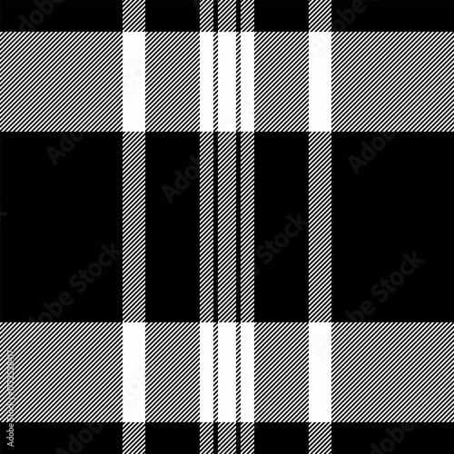 Girl textile check pattern, factory seamless background tartan. Graceful texture fabric plaid vector in black and white colors.
