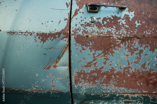 Old rusted automobile door