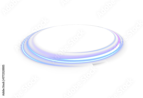 Glowing neon halo PNG. Circular lens rings and spark effects create magical and dynamic visuals. Ideal for 3D digital design and futuristic art.