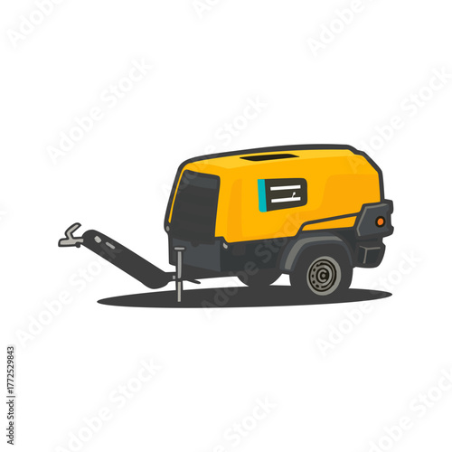 Portable Industrial Air Compressor Unit Vector Illustration