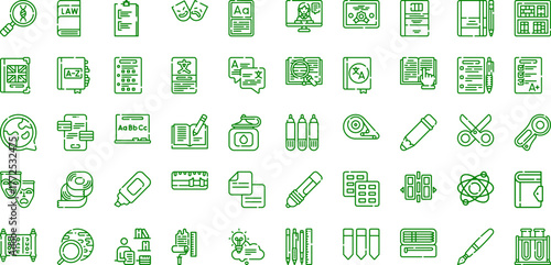 Education & learning outline icon set: study, school, and knowledge icons vector pictograms, vector icons set, vector icon, vector illustration