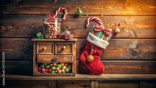 Festive Saint Nicholas Day Still Life: Sweets & Gifts on Drawer