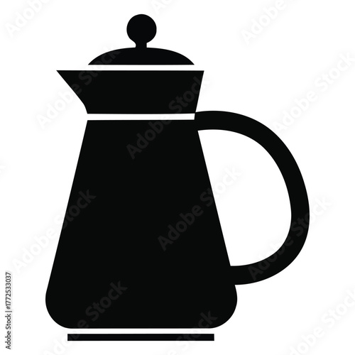 Elegant single black classic coffee pot or beverage server pitcher illustration