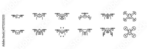 Drone Line Icons Set
