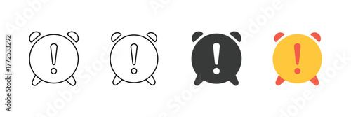 Set of four alarm clock icons with exclamation marks vector illustration scalable eps vector