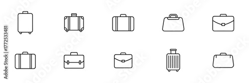 Luggage and Bag Line Icons Set in Minimalist Style