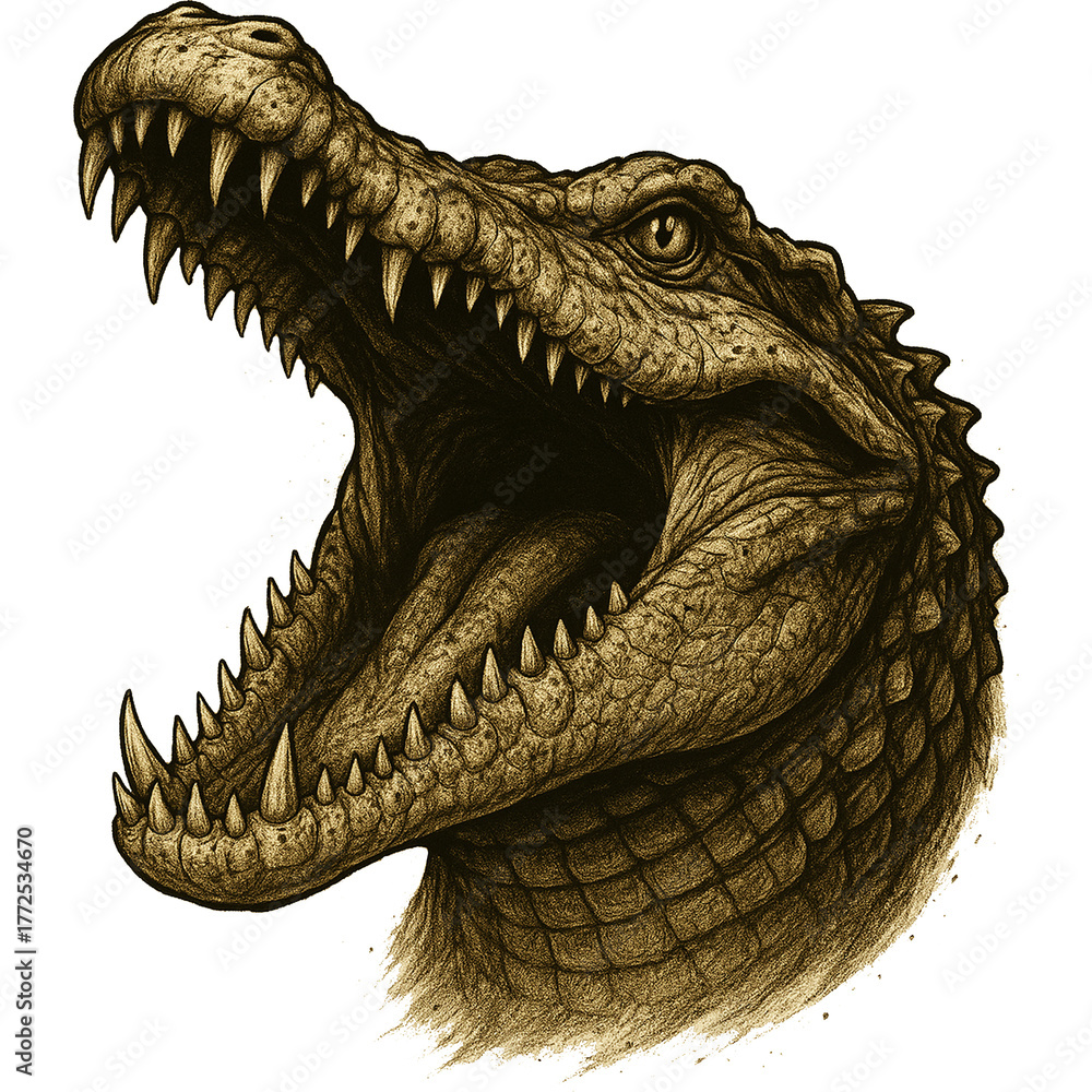 Obraz premium Aggressive Crocodile Animal Clipart, Roaring Beast Crocodile Art, Crocodile Angry Face Vector, Crocodile Snarl Wildlife Graphic Shirt, Funny Angry Animals Illustration 