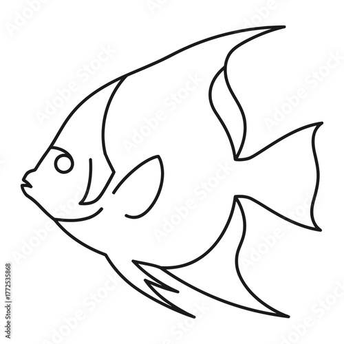 Elegant Tropical Aquarium Fish Line Art Drawing for Creative Design Projects