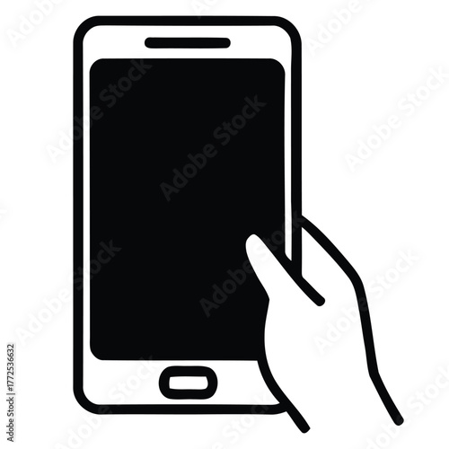 User Hand Holding Mobile Device Electronic Communication Silhouette