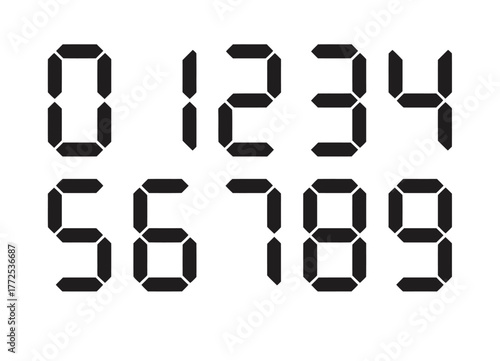 Digital numbers 0 through 9 vector graphic scalable eps icon illustration set vector