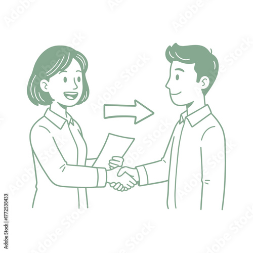 Smiling businesspeople handshake greeting getting acquainted. Happy business partners shake hands close deal or make agreement