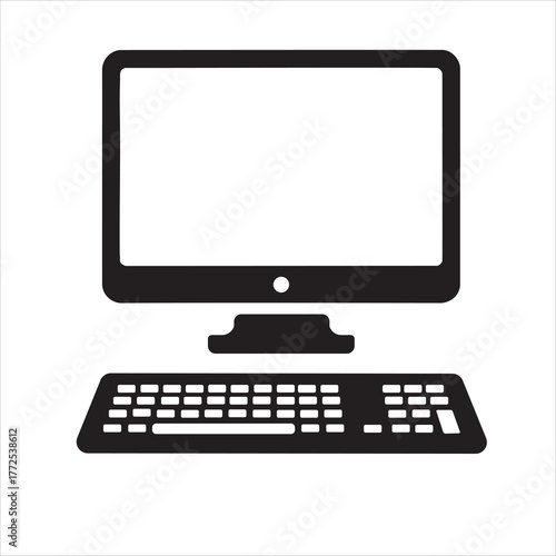 computer monitor with keyboard Vector 