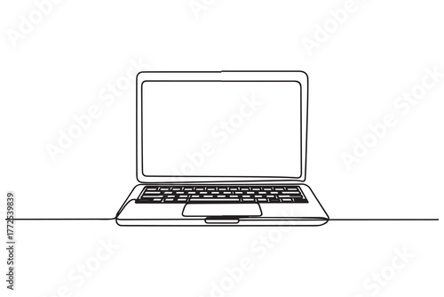 Hand drawn laptop one line art illustration continuous outline sketch vector design
