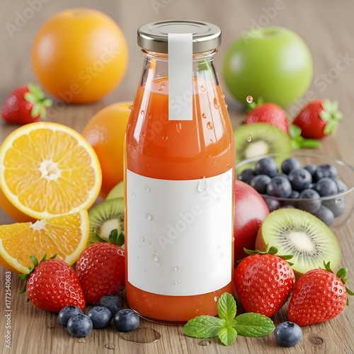Fresh orange juice in a glass with a side of fruit for a healthy breakfast