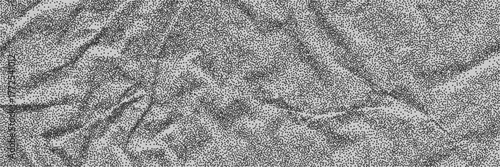 Crumpled and battered old paper background. Calm grey color, stipple texture. Vector modern banner.