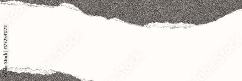 Banner frame with torn sheets of paper. Jagged black journal, rippededges, empty space for text and messages. Vector horizontal background.