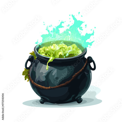 Scary Witch Cauldron Vector Clipart