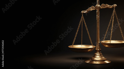 A detailed image of a golden scales of justice