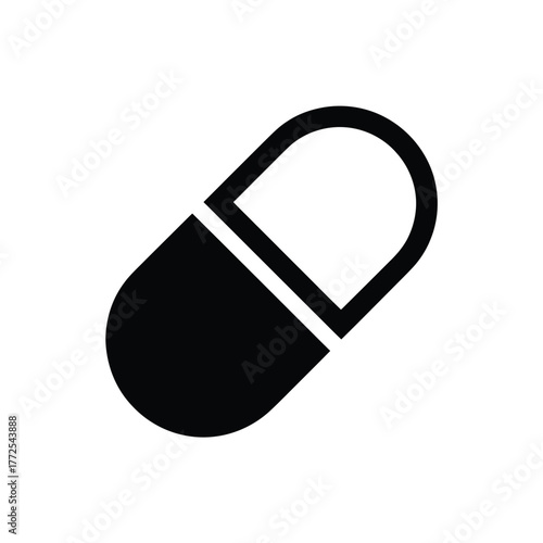 Minimalist flat vector icon pill capsule medical healthcare pharmacy medicine health drug remedy treatment vector