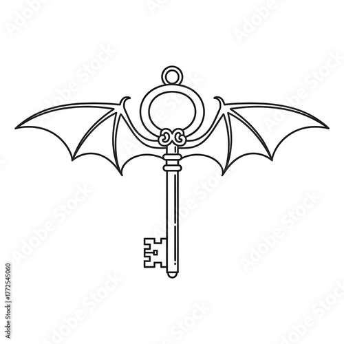 Bat Wings Key, Halloween concept illustration