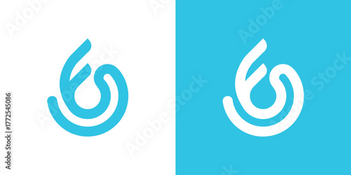 Letter F Water Logo Design, Letter F in the shape of a water droplet or fluid wave