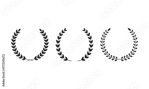 Laurel Ring Logo Frame Vector Set — Minimal Botanical Badge, Circular Wreath Elements for Branding, Packaging, Emblem Design
