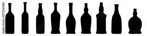 Vector Set of Glass Bottle Si...