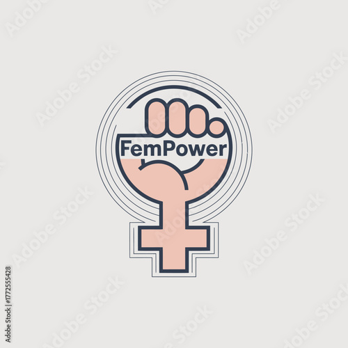 A bold illustration symbolizes women's empowerment, featuring a raised fist and feminist symbols, representing strength, unity, and the ongoing fight for equality.