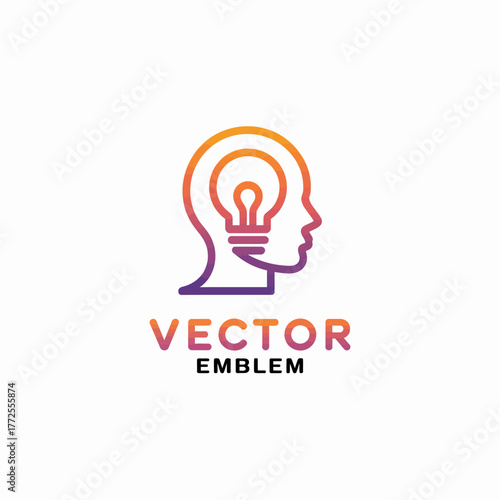 This image features a stylized profile silhouette with a lightbulb inside, symbolizing creativity and innovation in a modern design context.