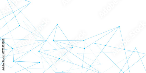 Blue network. futuristic connection technology background with dots and lines for desktop. Structure molecule and communication. Template for science and technology presentation, Vector illustration.	