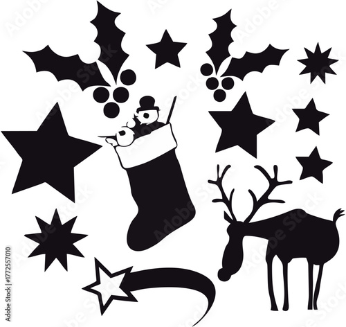 Christmass icon set in black ...