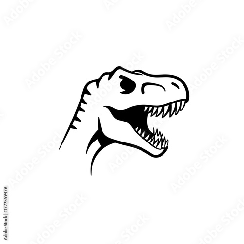 Tyrannosaurus Rex. Tyrannosaurus Rex simple black and white line art vector logo